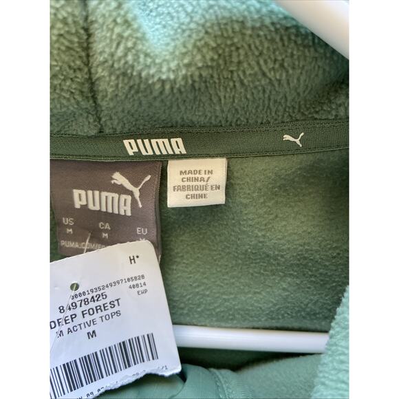 PUMA Green RadCal Polarfleece Half-Zip Hooded Sweatshirt Mens Medium 84978425 - Picture 11 of 15